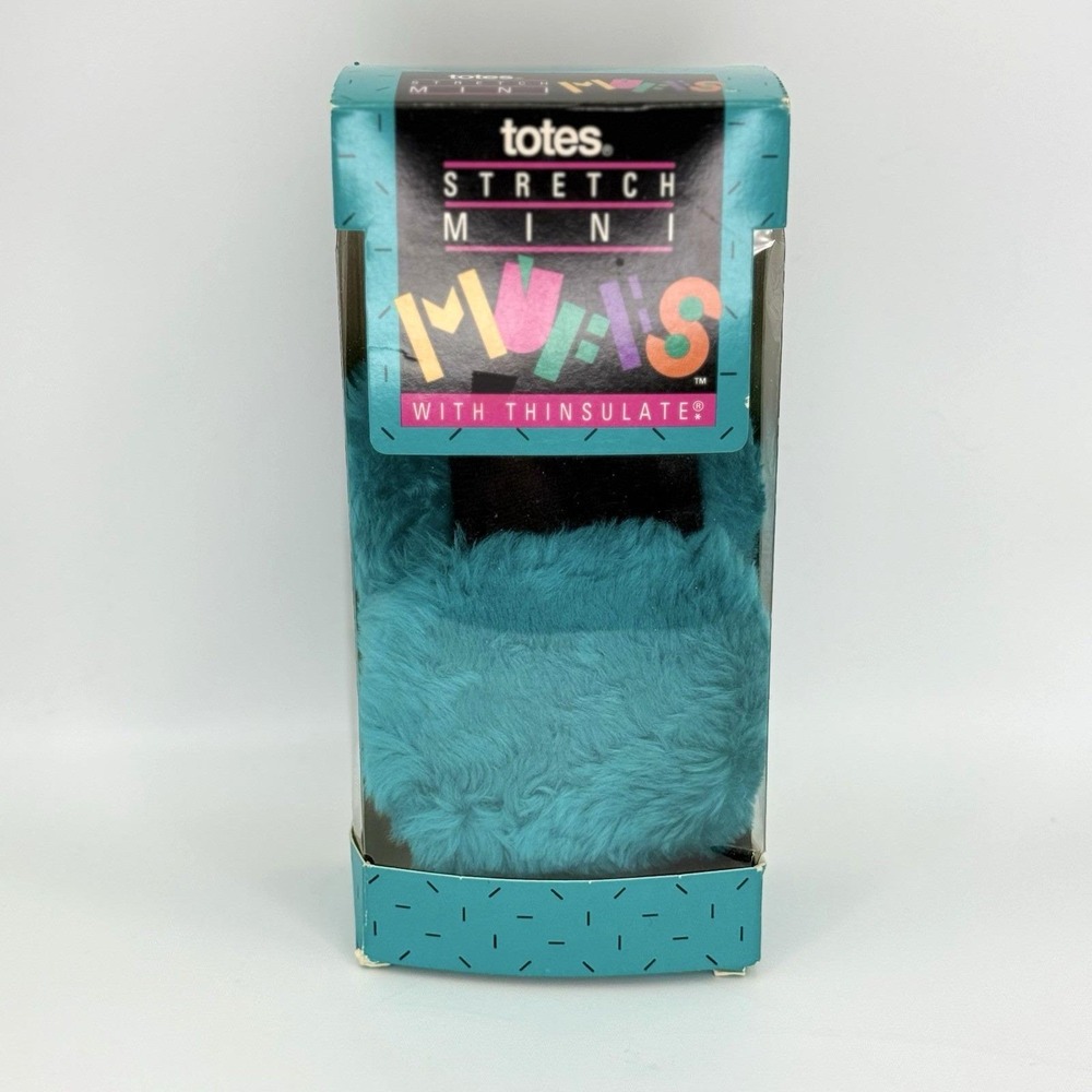 VTG 1991 Totes Mini Muffs Teal Faux Fur Earmuffs Thinsulate‎ Insulated Winter OS